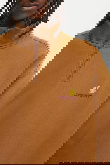 Суитчър Carhartt WIP Half Zip American Script Sweatshirt Кафяво | I027014.HZXX, 3