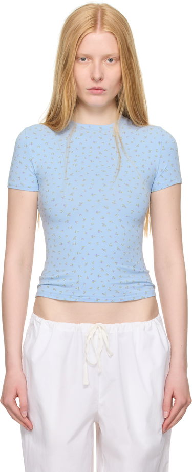 Тениска SKIMS SKIMS Cotton Jersey T-Shirt with Floral Print Синьо | SS-STT-9004W, 0