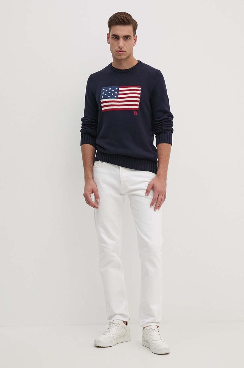 Пуловер Polo by Ralph Lauren Cotton Crew Neck American Flag Sweater Тъмно синьо | 710718281, 1