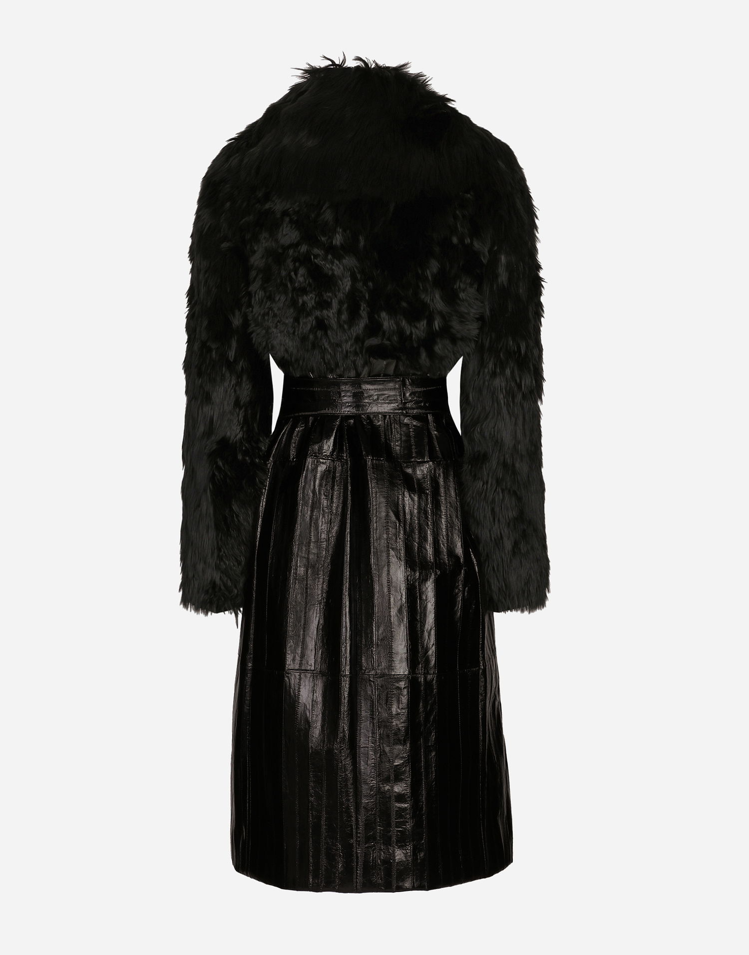 Палта Dolce & Gabbana Alpaca And Eel Skin Single-breasted Coat With Belt Черно | F0G1XFGDCP5N0000, 1