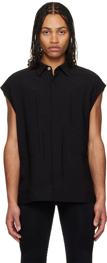 Риза Rick Owens Rick Owens Sleeveless Jumbo Shirt Черно | RU01E5776 Y, 0