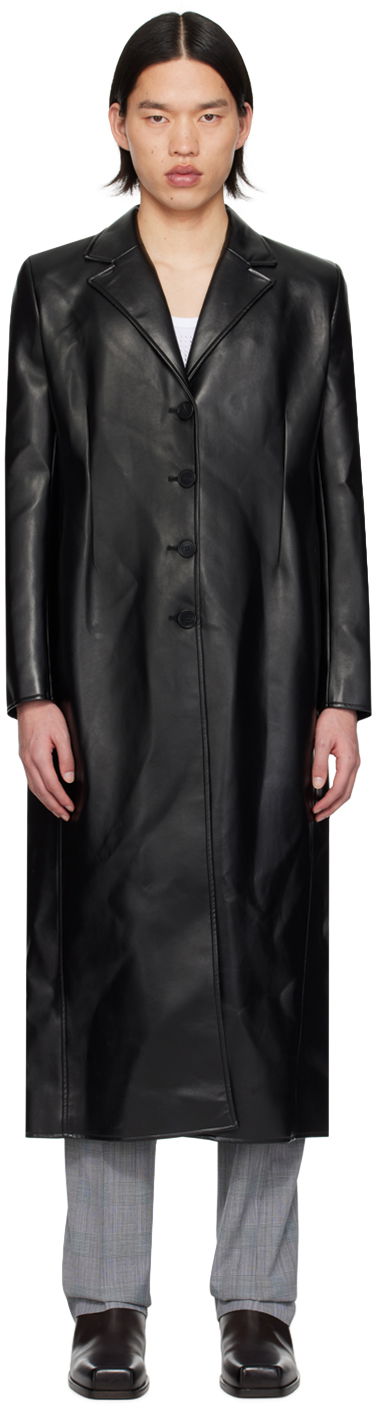 Палта Coperni Coperni Button Faux-Leather Longline Coat Черно | COPM20829MEN