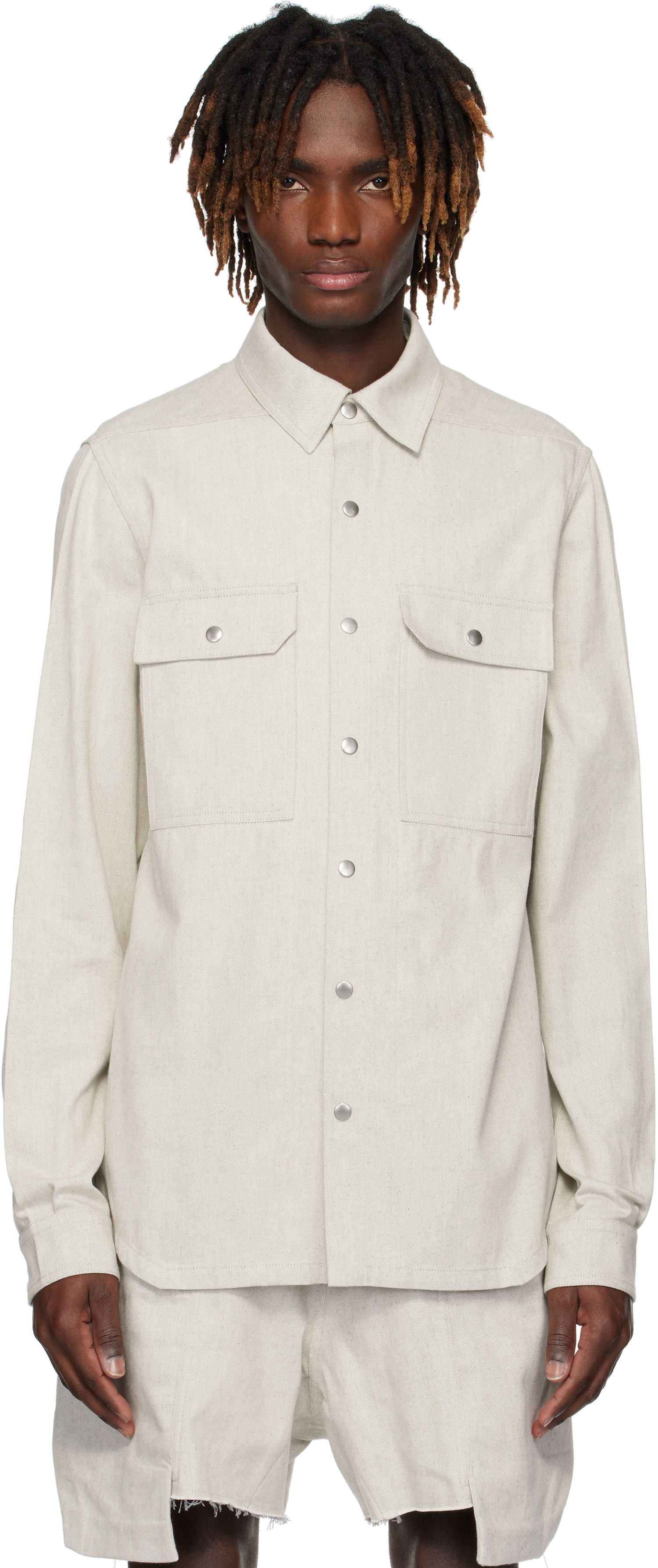 Риза Rick Owens Rick Owens Hollywood Denim Overshirt Бежово | RU01E5729 DRD, 0