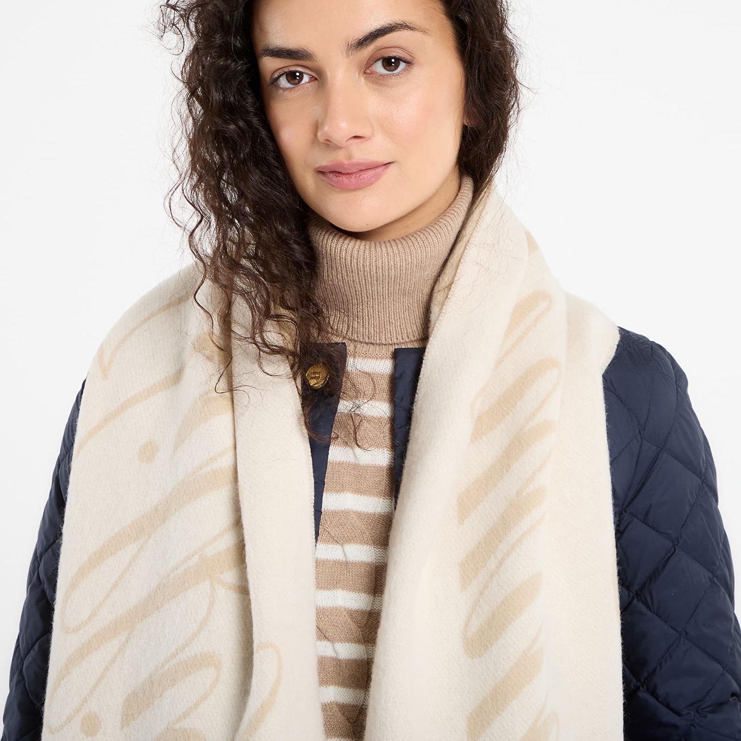 Шал Tommy Hilfiger Tommy Script Logo Fringed Scarf Бежово | AW0AW17786 RBT, 1