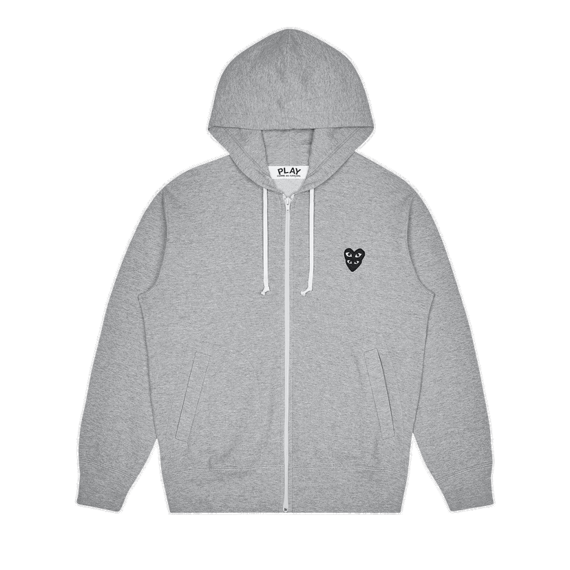 Суитчър Comme des Garçons PLAY Stacked Heart Zip Hoodie Сиво | AZ T302 051 1