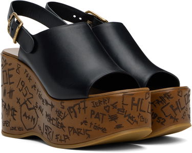 Грижа за обувките CHLOÉ Chloé Maxime Wedge Sandals Черно | CHC25U10GLU, 3