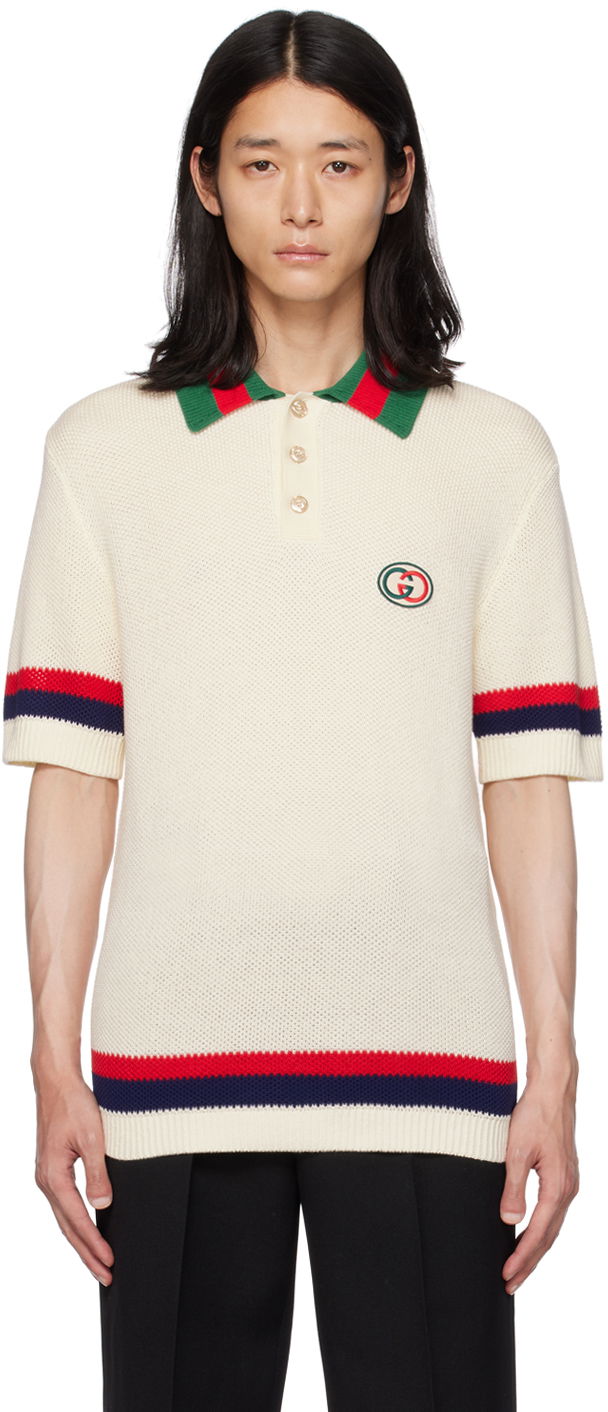 Поло тениска Gucci Patch Бежово | 739954 XKC9O, 0