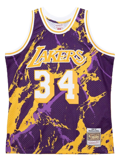 Фланелка Mitchell & Ness NBA Los Angeles Lakers Shaquille O'Neal Team Marble Swingman Jersey Лилаво | TFSM1278-LAL96SONPTPR