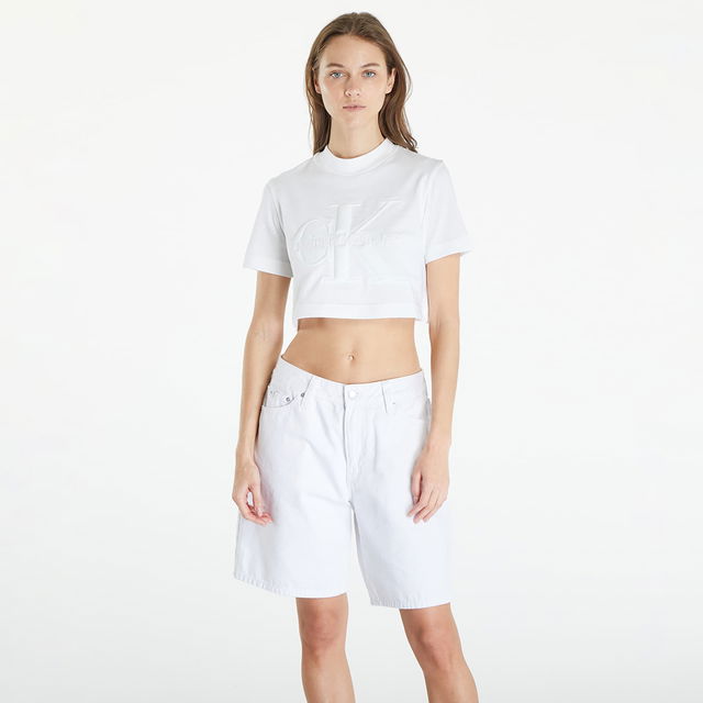 Premium Monologo Cropped T-Shirt White