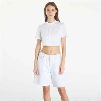 CALVIN KLEIN Premium Monologo Cropped T-Shirt White J20J223362 YAF