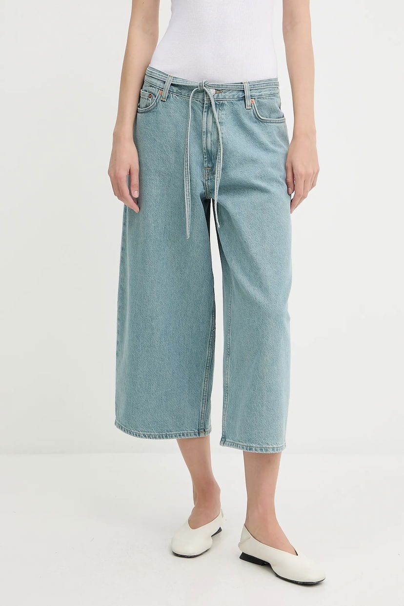 Дънки Samsoe Samsoe Samsoe Samsoe SAHARPER High Waist Wide Leg Cropped Jeans Синьо | F25200011