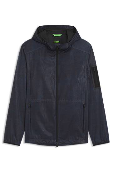 BOSS Active Hooded Parka Jacket with All-Over Print