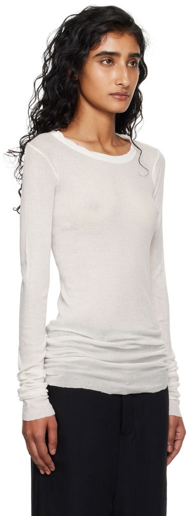 Тениска Rick Owens Rick Owens Concordians Mini Rib Long Sleeve T-Shirt Бяло | RP02E4202 MR, 1
