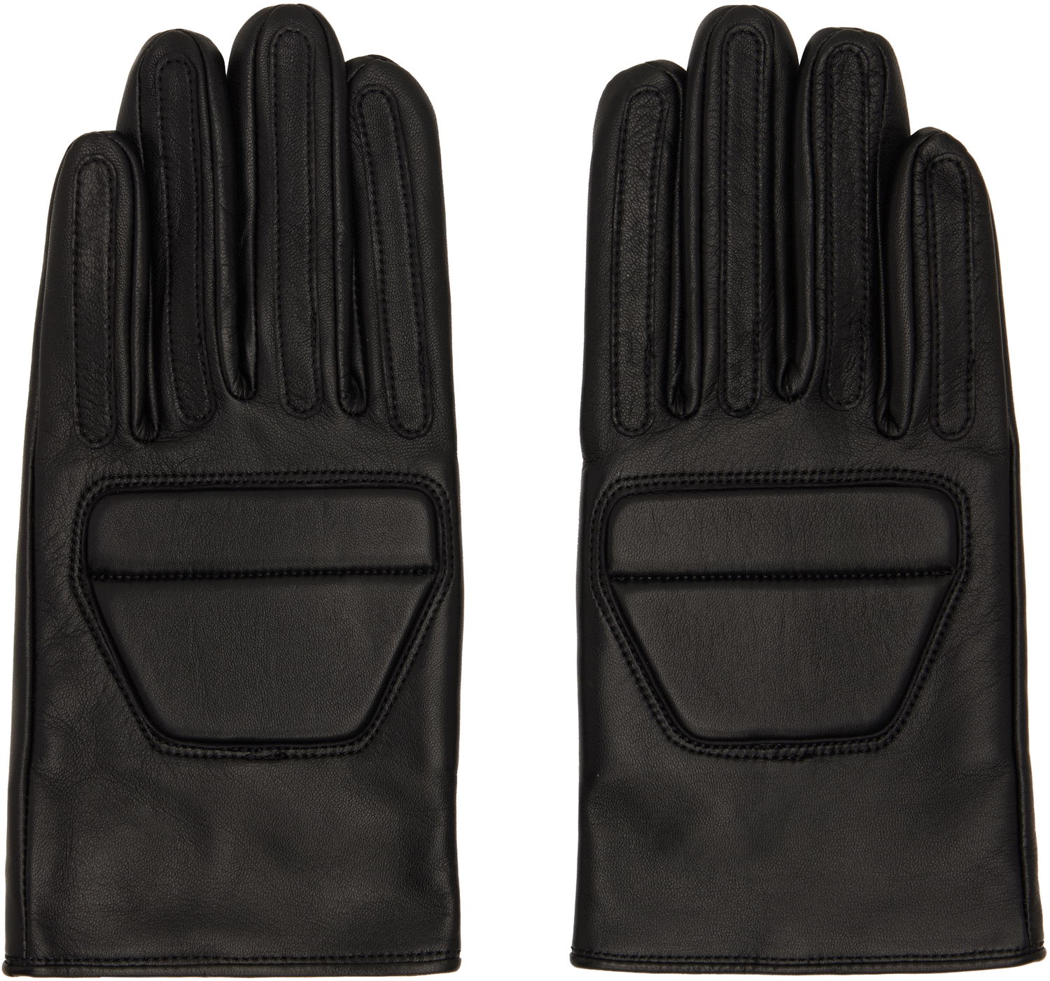 Ръкавици Yohji Yamamoto Yohji Yamamoto Padded Short Leather Gloves Черно | HL-W01-779, 0