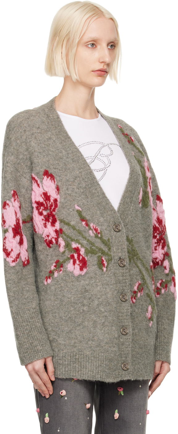 Пуловер Blumarine Floral Embroidered Cardigan Сиво | A422M489A, 1