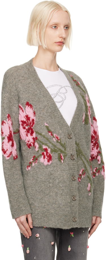 Пуловер Blumarine Floral Embroidered Cardigan Сиво | A422M489A, 1