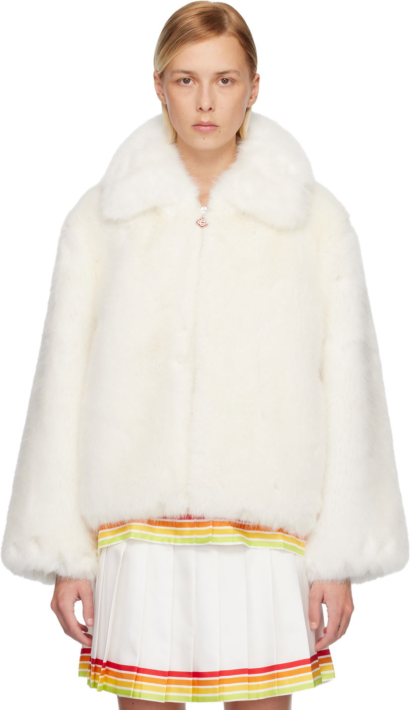 Яке Casablanca Zip Faux-Fur Jacket Бяло | W-AW25-OT-213-01-EX-SKI