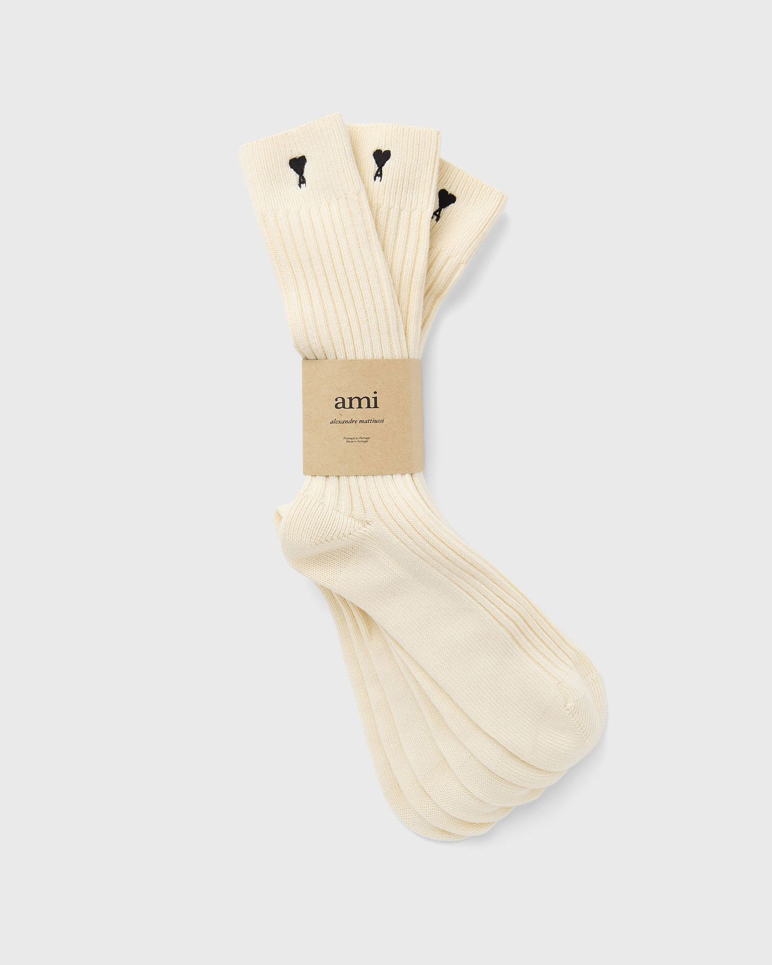 Чорапи AMI AMI De Coeur Ribbed Socks 3-Pack Бяло | USC611.AK0007-150, 0