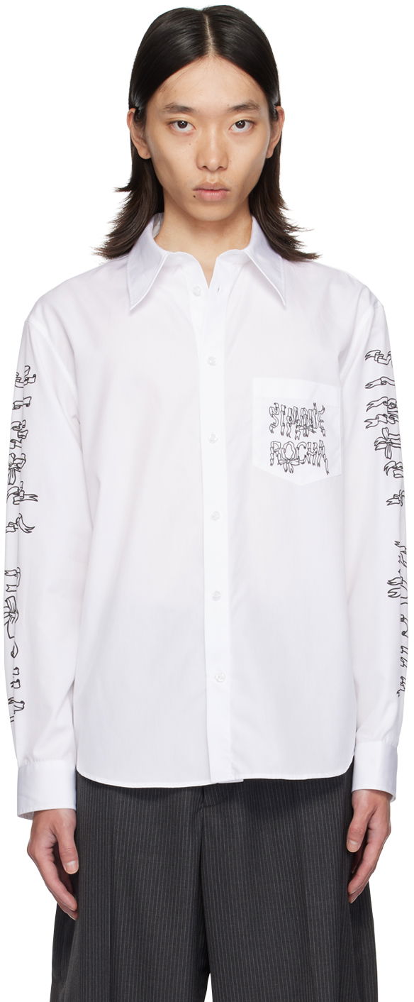 Риза Simone Rocha Simone Rocha Ribbon Logo Print Shirt Бяло | 5281P1921 1025, 0
