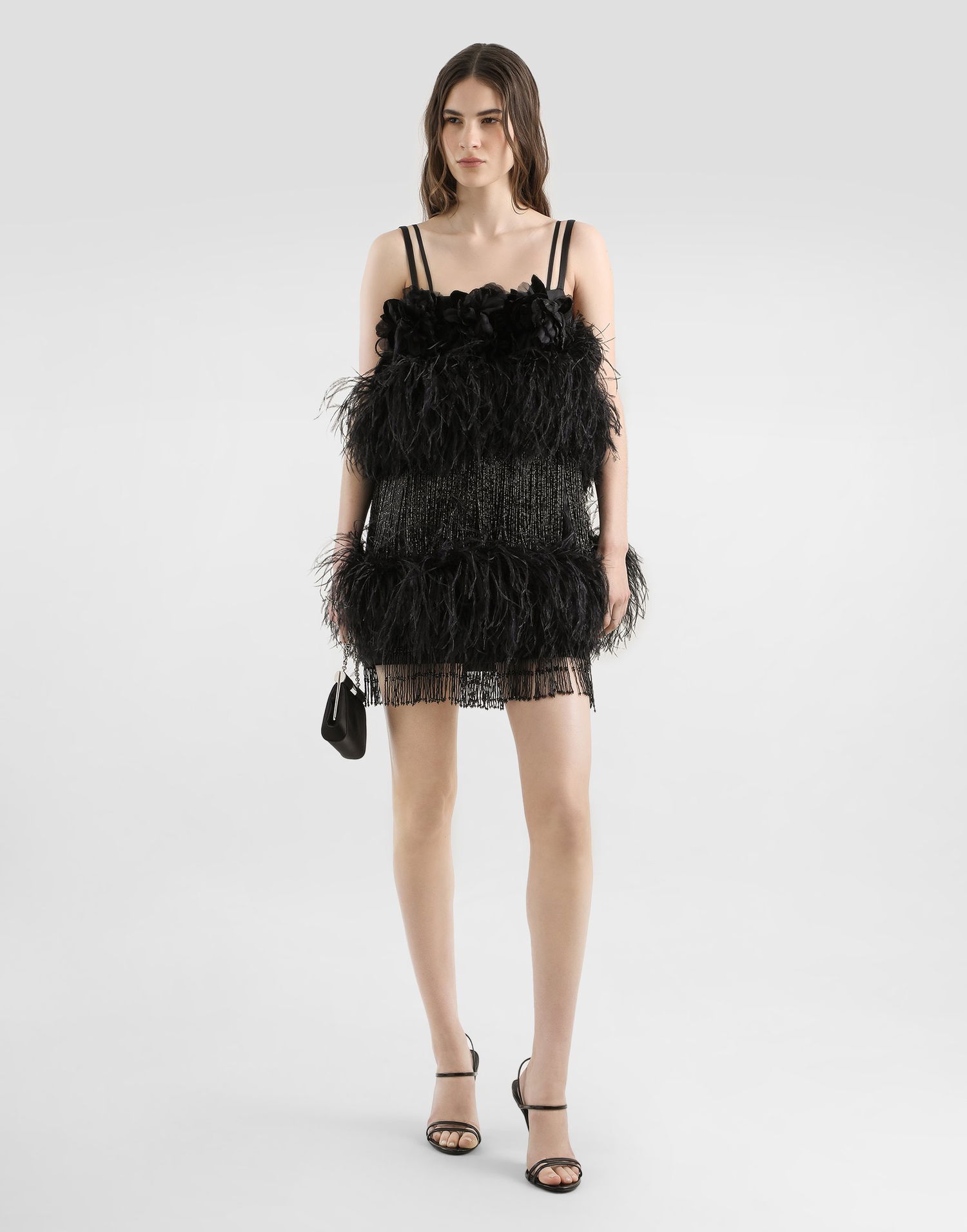 Потник Dolce & Gabbana Dolce & Gabbana Feather Embellished Satin Top Черно | F60FIZGDDI5N0000, 1