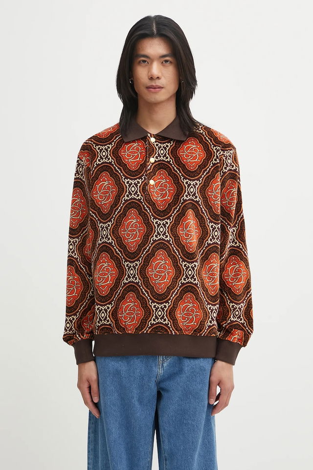 Drôle de Monsieur Le Polo Velours Medaillon Long Sleeve Polo Shirt
