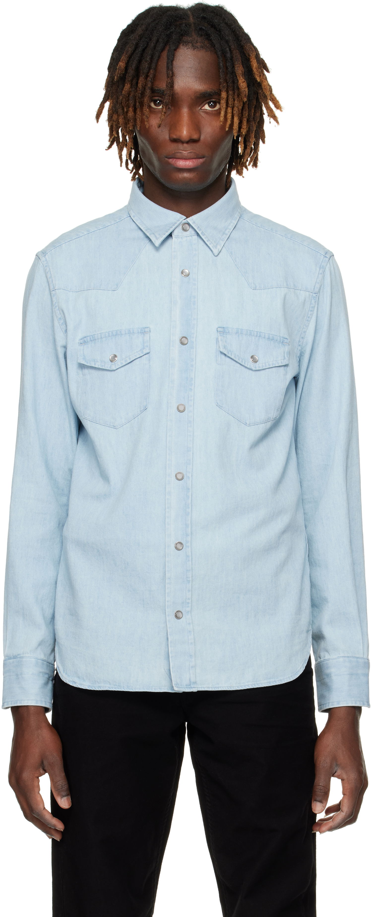 Риза Tom Ford TOM FORD Western Denim Shirt Синьо | HDS001-FMC130F24, 0