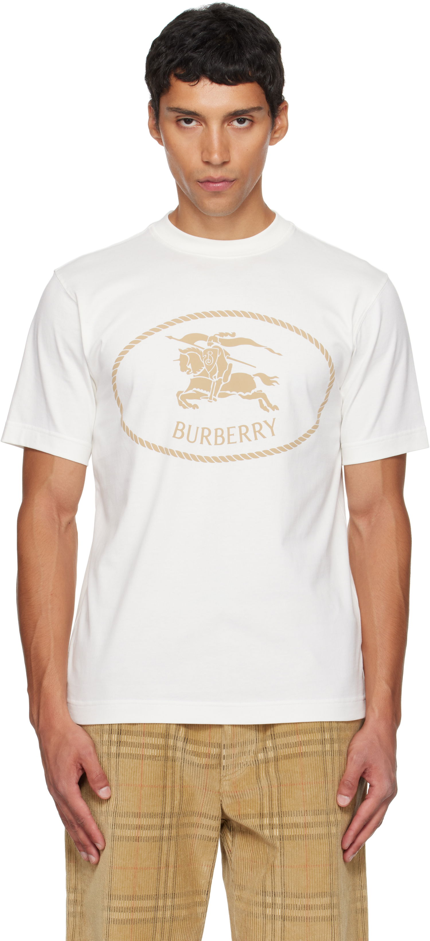 Тениска Burberry Burberry Knight Stamp Cotton T-Shirt Бяло | 8110112, 0