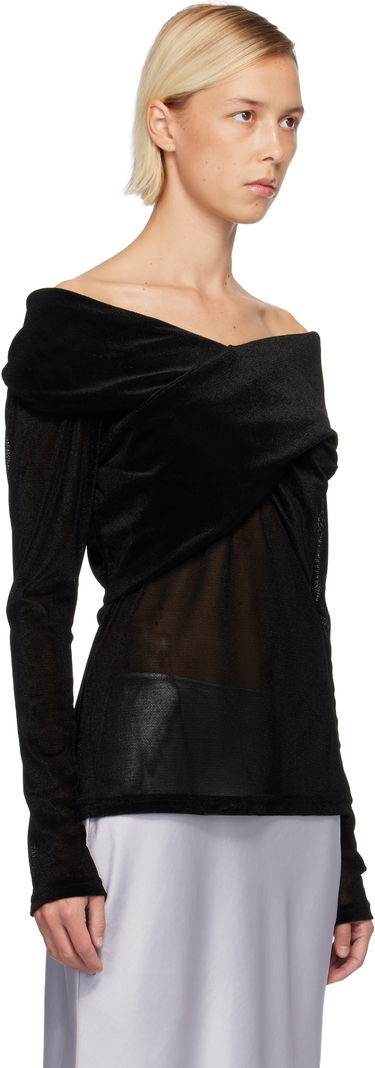 Риза Anna Sui Anna Sui Velvet Mesh Off the Shoulder Top Черно | 625L22, 1