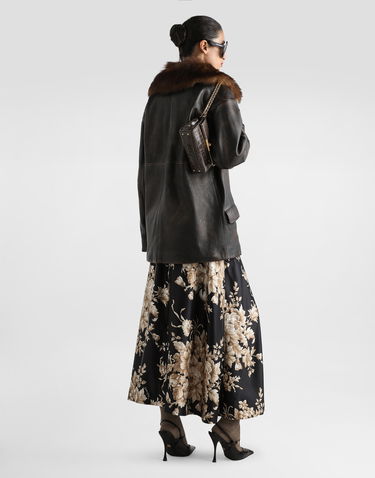 Яке Dolce & Gabbana Dolce & Gabbana Leather Jacket with Fur Collar and Leopard Print Lining Кафяво | F9S72LHULXVM0022, 2