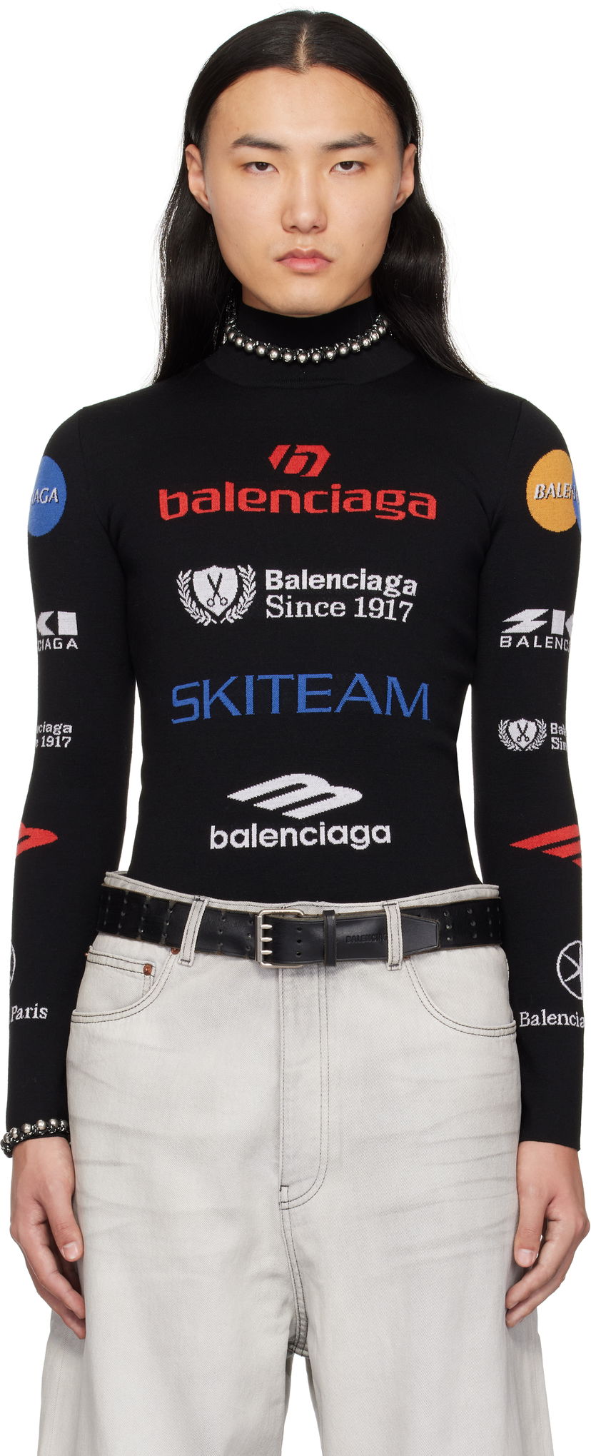 Пуловер Balenciaga Ski Long Sleeve Fitted Turtleneck Черно | 807778-T1699-2771