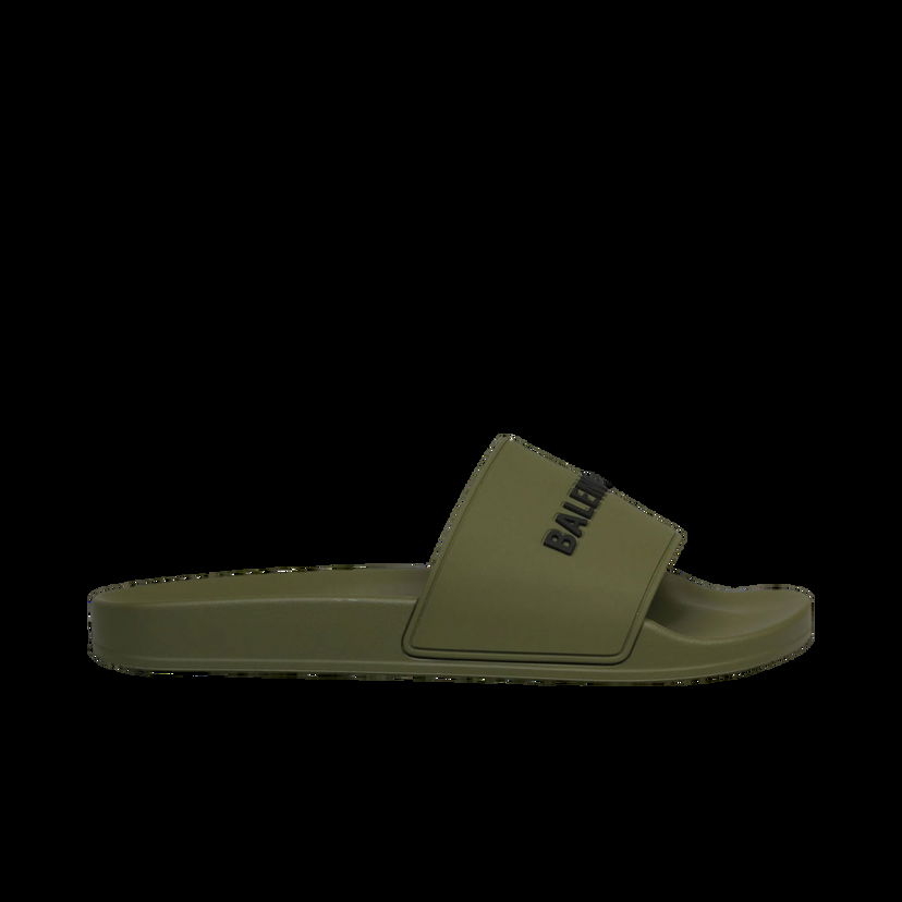 Кецове и обувки Balenciaga Pool Slides Khaki Black 3D Logo Зелено | 565826 W1S80 3310