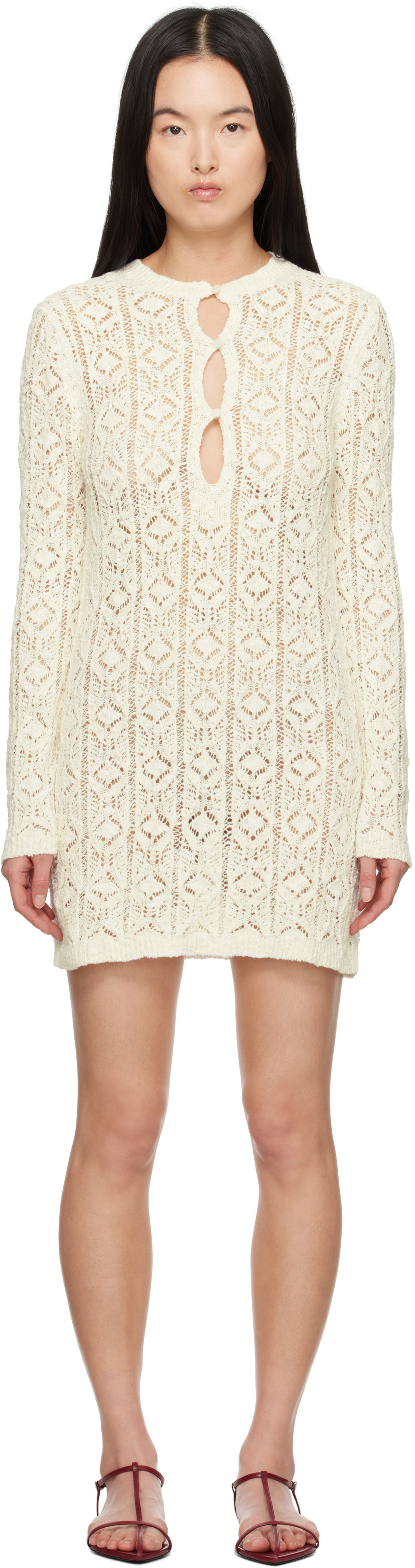 Pокля Loulou de Saison Loulou de Saison Evan Knit Minidress Бяло | EVAN, 0