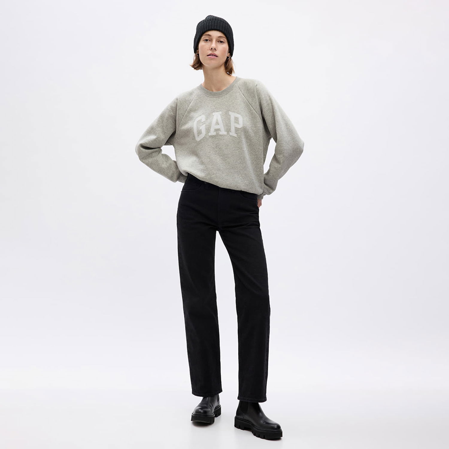 Суитчър GAP Sweatshirt Logo Sweatshirt Light Heather Grey XL Сиво | 829096-02, 0