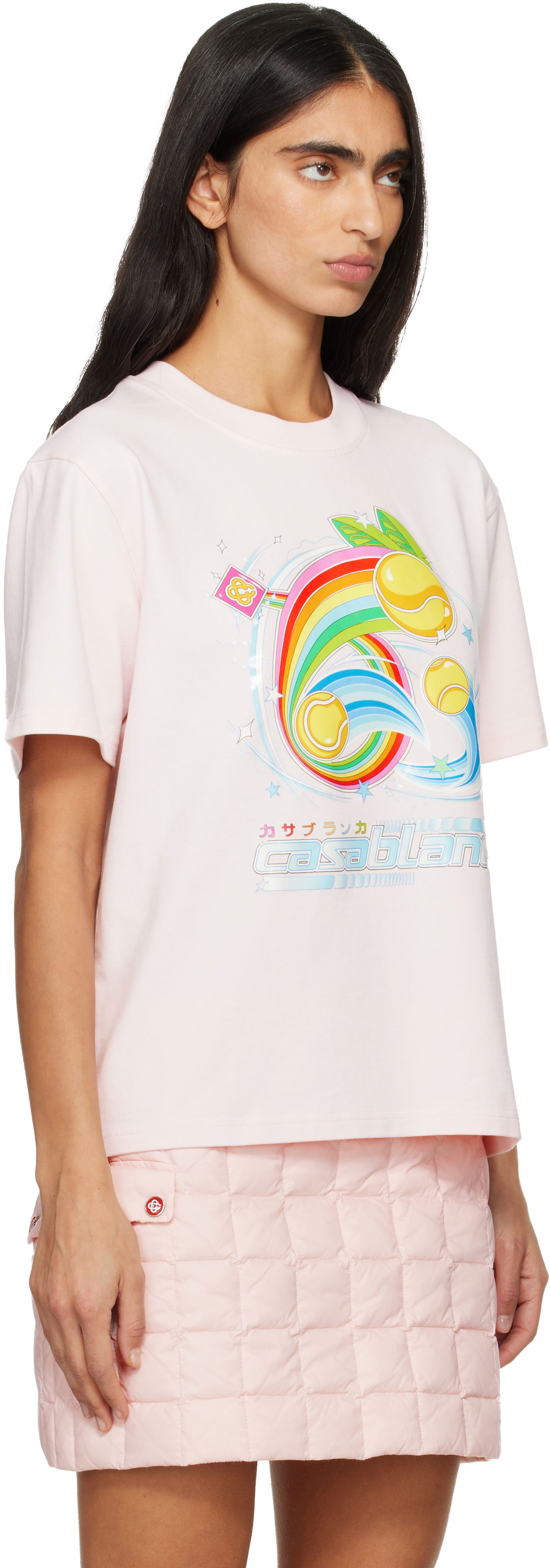 Тениска Casablanca Manga Tennis Ball Short Sleeve T-shirt Розово | W-AW25-JTS-046-03, 1