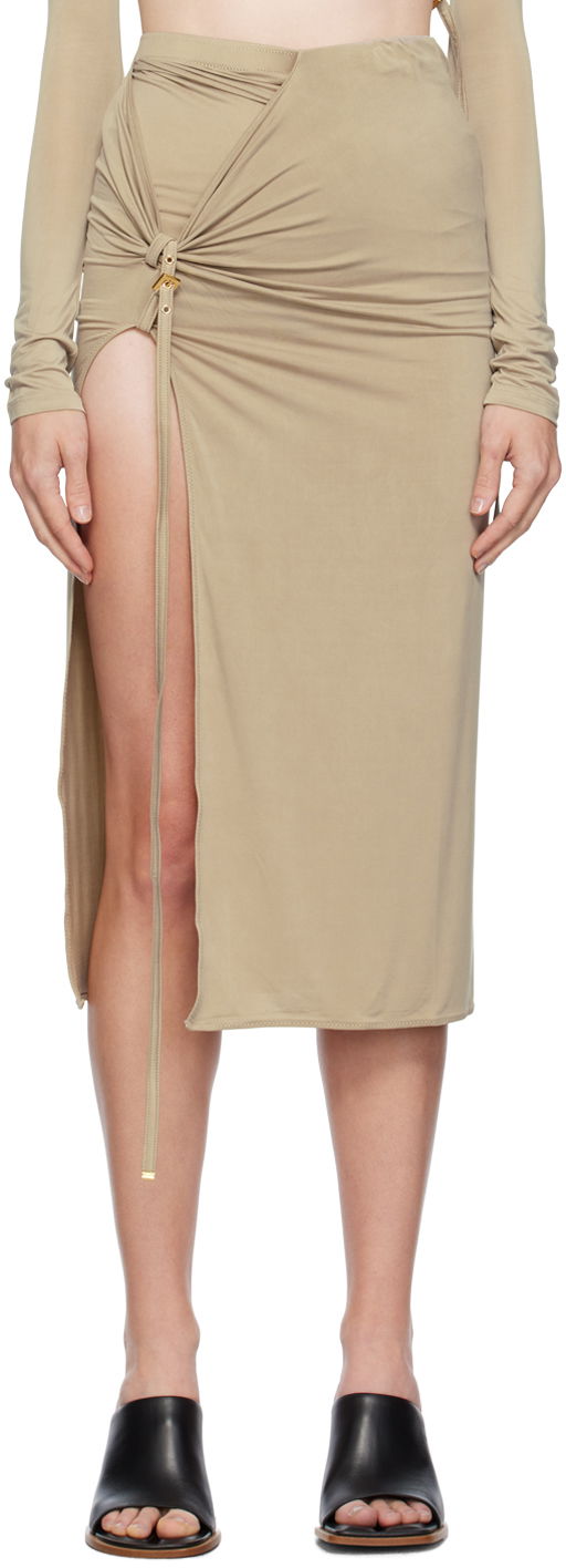 Пола Jacquemus Le Chouchou 'La Jupe Pareo Croissant' Midi Skirt Зелено | 23H233SK044-2307, 0