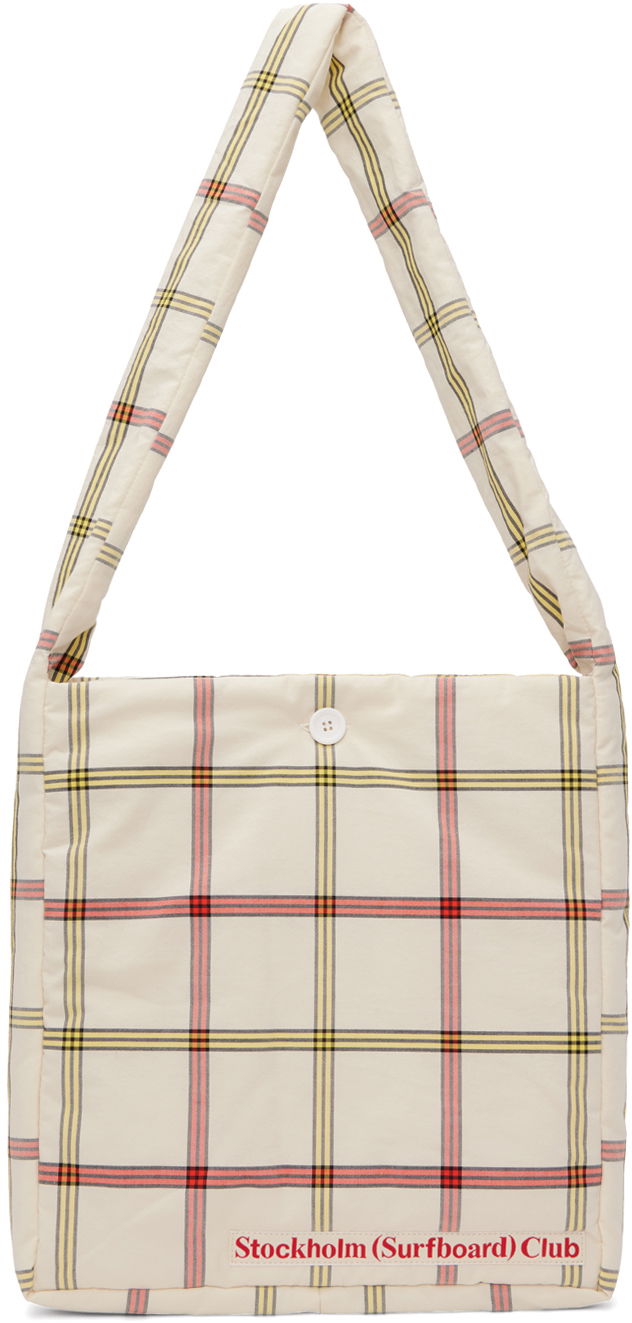 Голяма пазарска чанта Stockholm (Surfboard) Club Exclusive White Check Shoulder Bag Бяло | Shoulder Bag