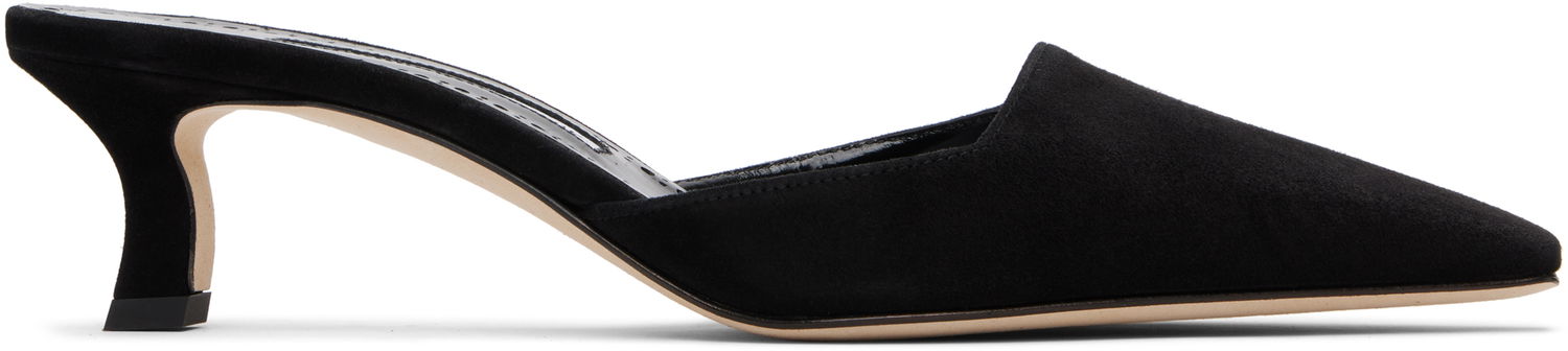 Бижута Manolo Blahnik Manolo Blahnik Moiramu Suede Heeled Mules Черно | 225-1957, 0