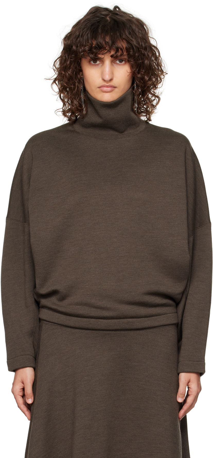 Пуловер LEMAIRE Lemaire High Neck Sweatshirt Кафяво | TO1286 LJ1020