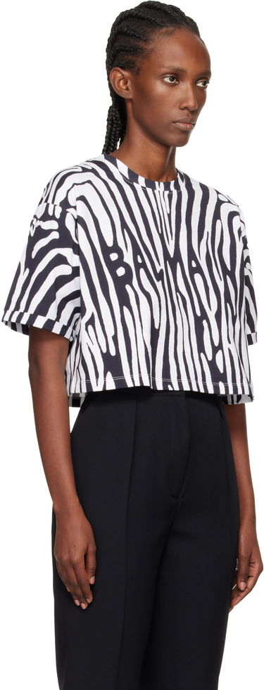 Съкратен топ Balmain Zebra Print 'Balmain' Cropped Short-Sleeve T-shirt Многоцветен | FF0EE140GF19, 1