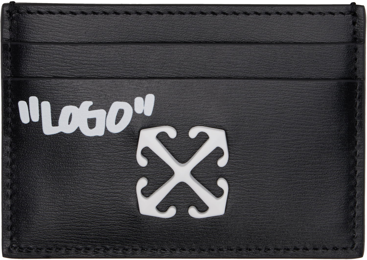 Портфейл Off-White Off-White Jitney Quote Leather Card Holder Черно | OWND027C99LEA0021001, 0