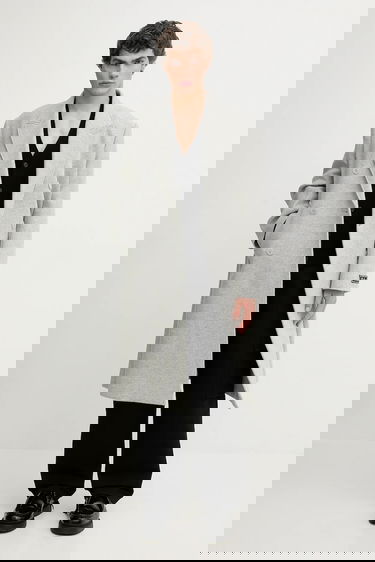 Палта Lacoste Double-breasted Long Coat with Wool Blend Сиво | BH5529, 5