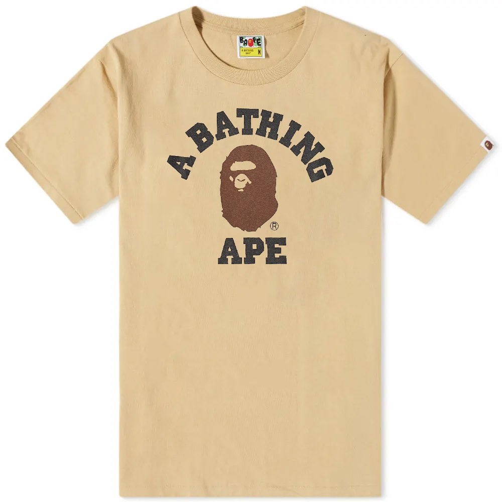 Тениска BAPE A Bathing Ape College Tee Бежово | 001TEI801001M-BEI, 0