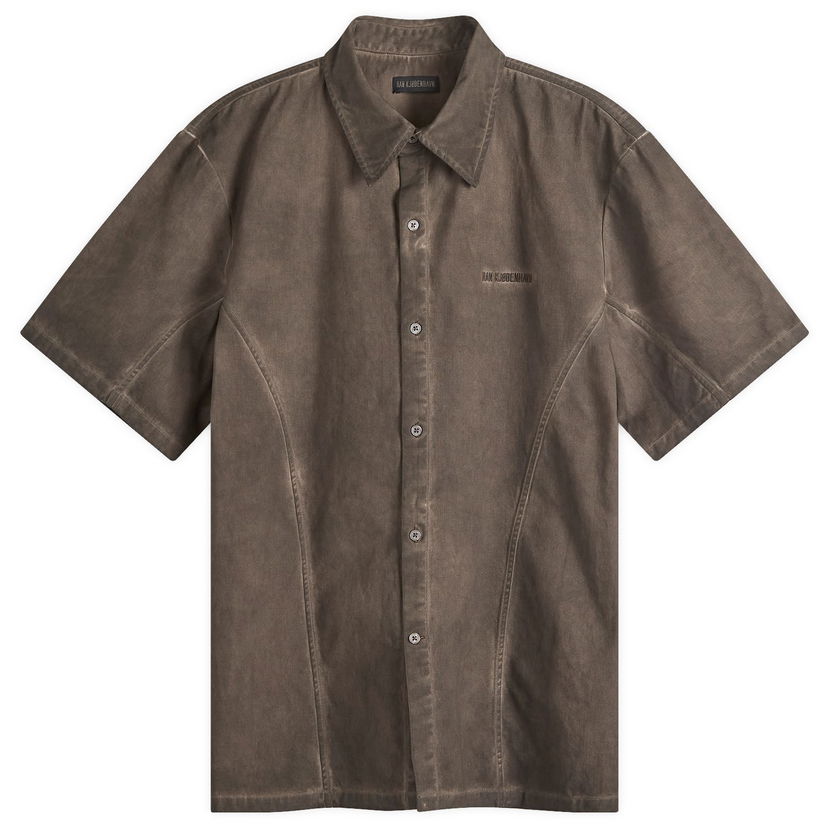 Риза Han Kjøbenhavn Loose Logo Short Sleeve Shirt Кафяво | M-134041-290