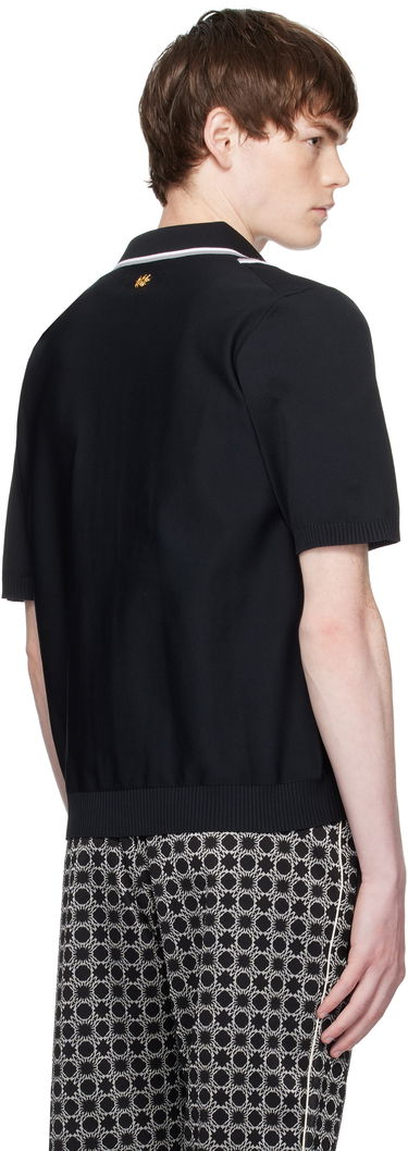 Поло тениска AMIRI AMIRI Script Stripe Knit Polo Черно | AMKNIR1025, 2