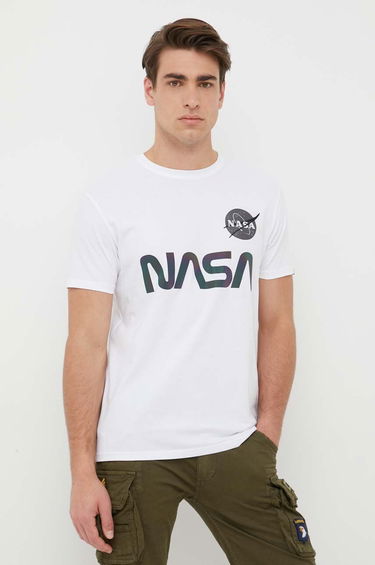 Тениска Alpha Industries NASA Rainbow Reflective Tee Бяло | 178501RR.09, 0