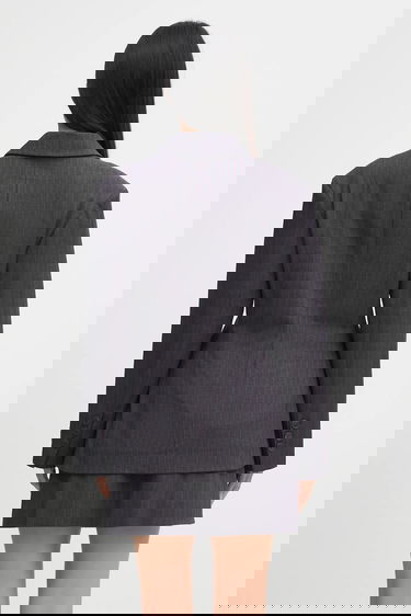 Яке GANNI Asymmetric Pinstripe Blazer Сиво | W0578, 2