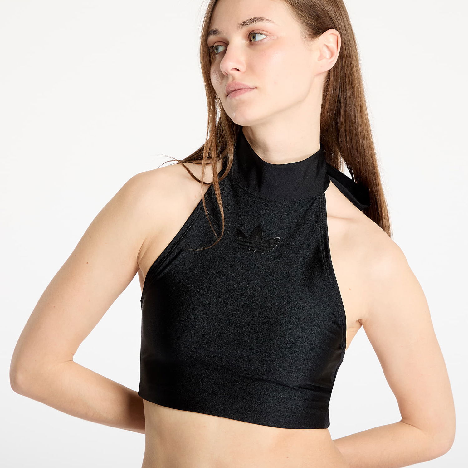Съкратен топ adidas Performance Women's Crop Top with Tie-Neck Черно | JJ3182, 1