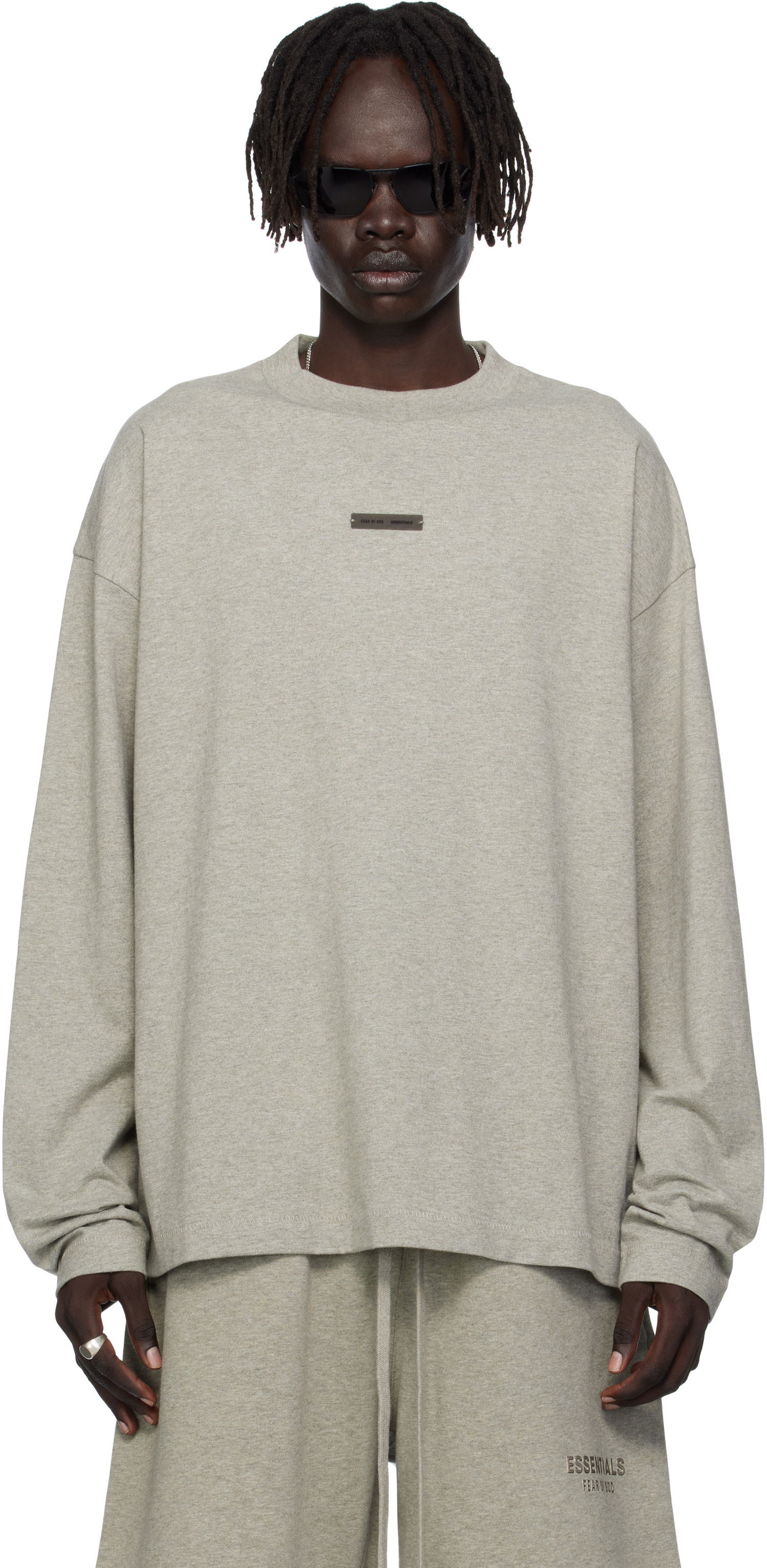 Тениска Fear of God ESSENTIALS Classic Fit Long Sleeve Tee Сиво | 125SP254205F, 0
