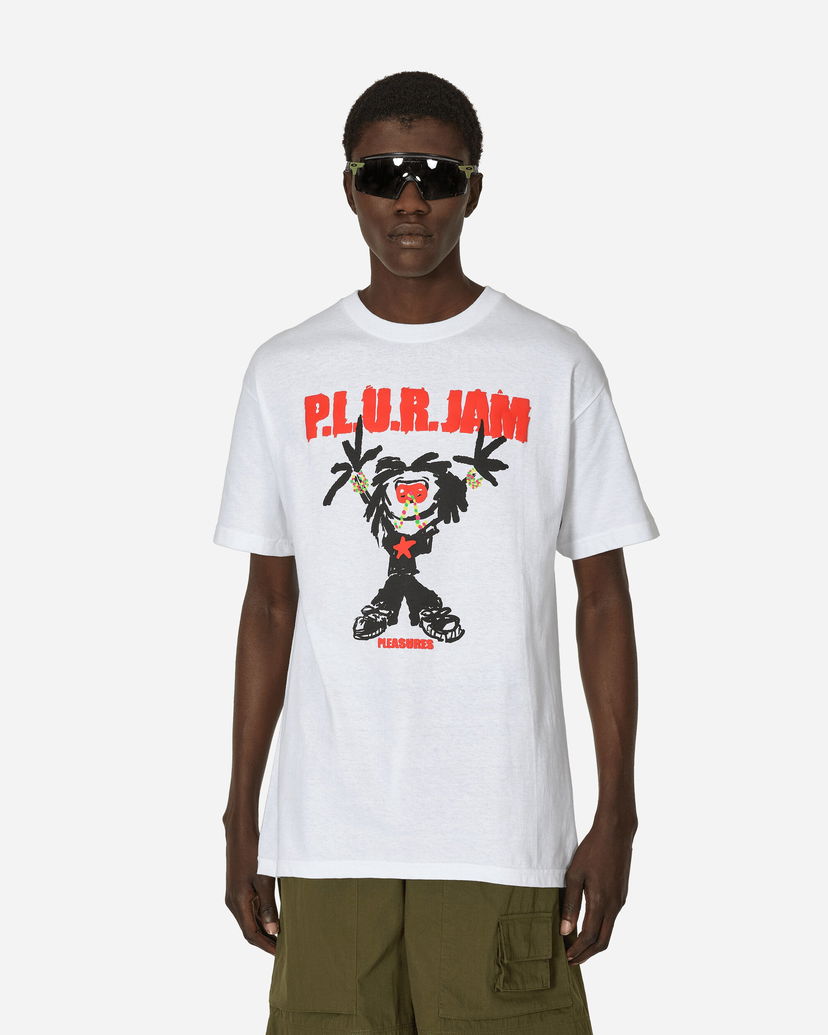 Тениска Pleasures P.L.U.R. Jam T-Shirt White Бяло | 9505035 WHITE