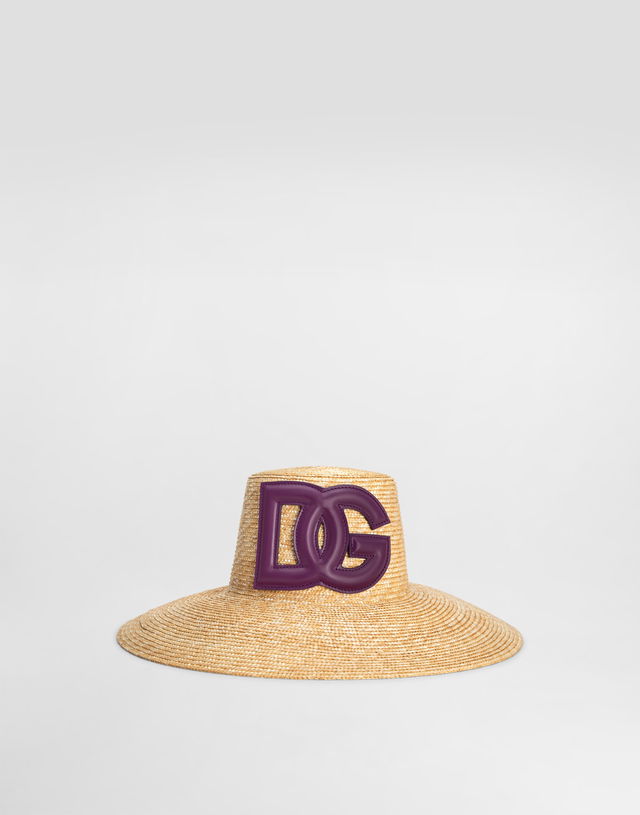 Dolce & Gabbana Raffia Wide-Brim Hat with DG Logo